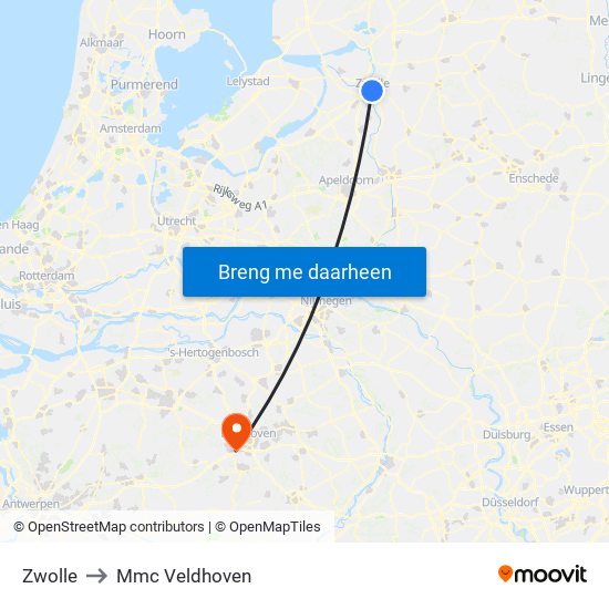 Zwolle to Mmc Veldhoven map