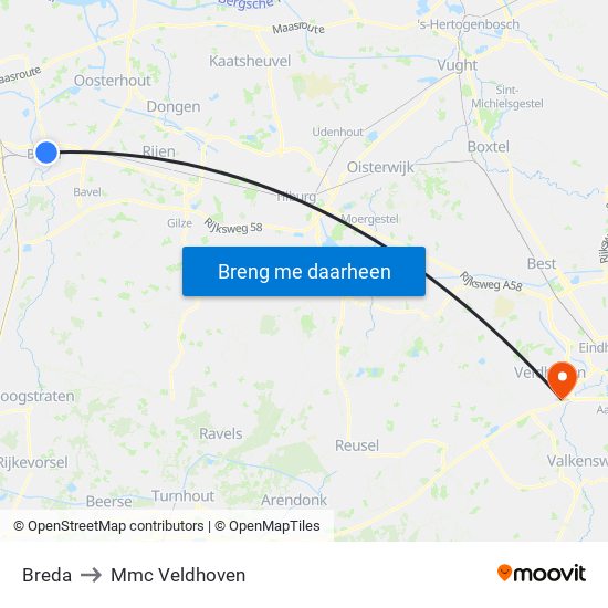 Breda to Mmc Veldhoven map