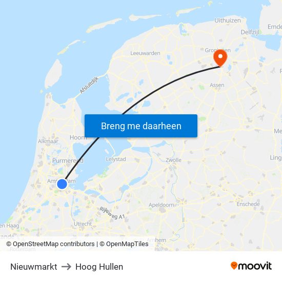 Nieuwmarkt to Hoog Hullen map