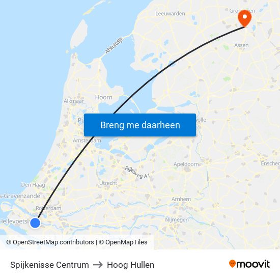Spijkenisse Centrum to Hoog Hullen map