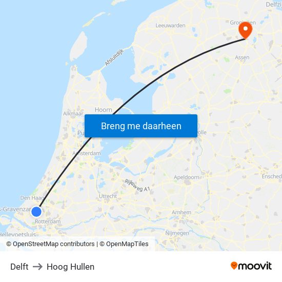 Delft to Hoog Hullen map