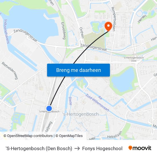'S-Hertogenbosch (Den Bosch) to Fonys Hogeschool map