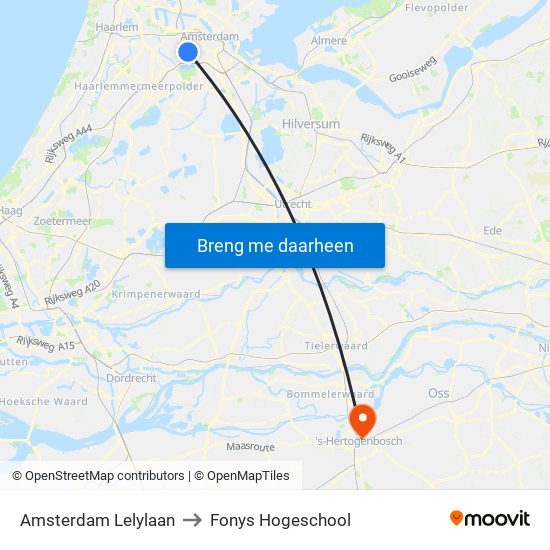Amsterdam Lelylaan to Fonys Hogeschool map