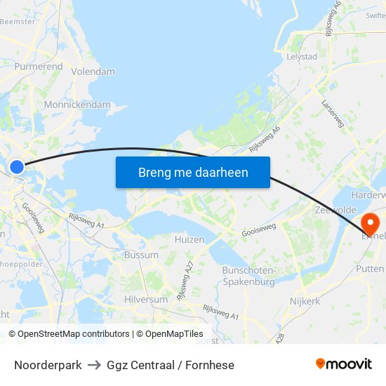 Noorderpark to Ggz Centraal / Fornhese map