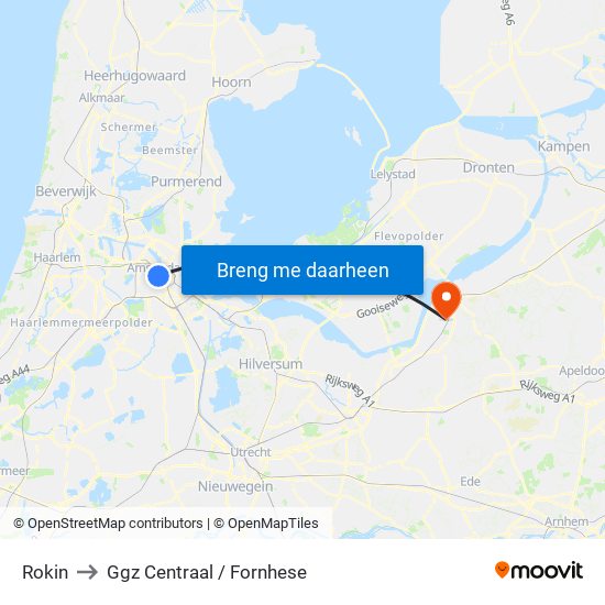 Rokin to Ggz Centraal / Fornhese map
