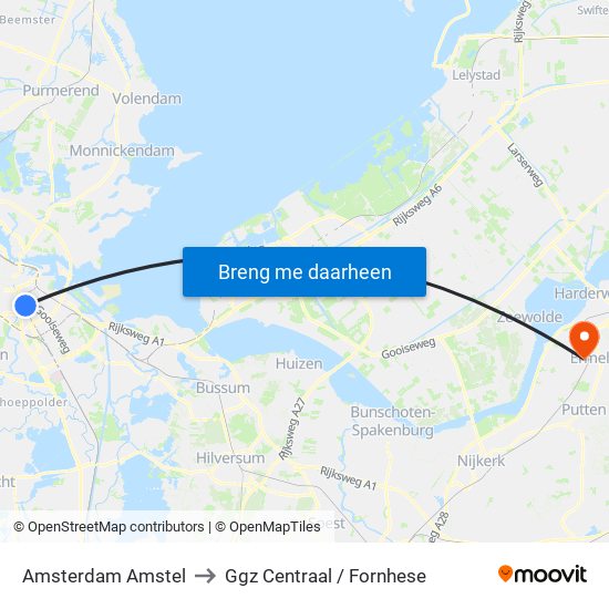 Amsterdam Amstel to Ggz Centraal / Fornhese map