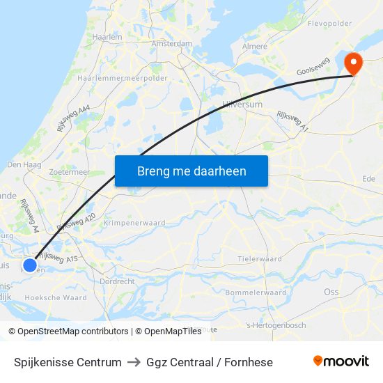 Spijkenisse Centrum to Ggz Centraal / Fornhese map