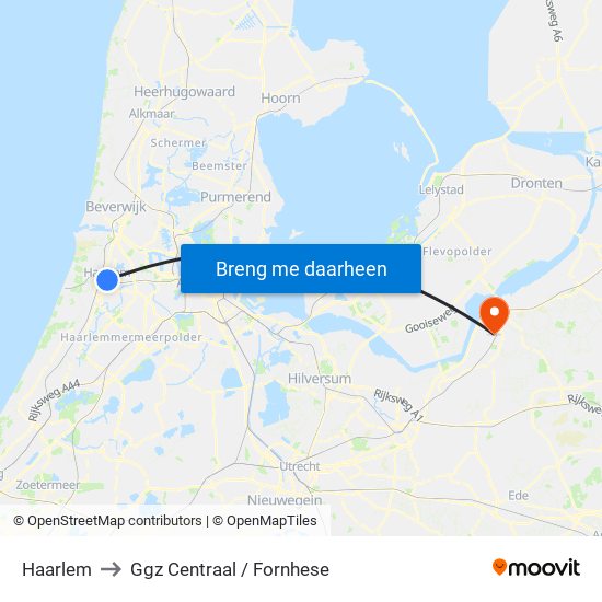 Haarlem to Ggz Centraal / Fornhese map