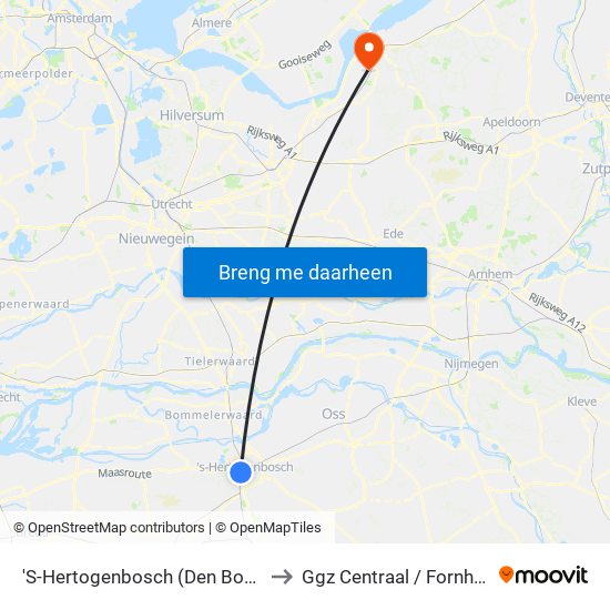 'S-Hertogenbosch (Den Bosch) to Ggz Centraal / Fornhese map