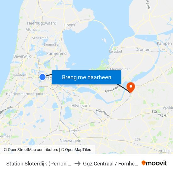 Station Sloterdijk (Perron N) to Ggz Centraal / Fornhese map
