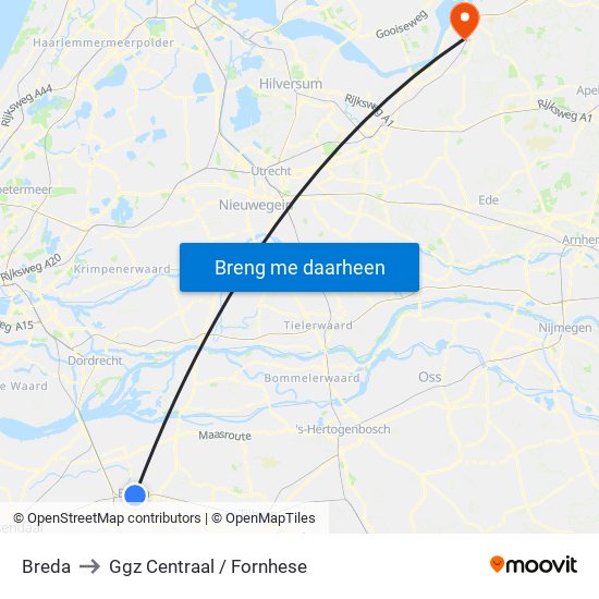 Breda to Ggz Centraal / Fornhese map