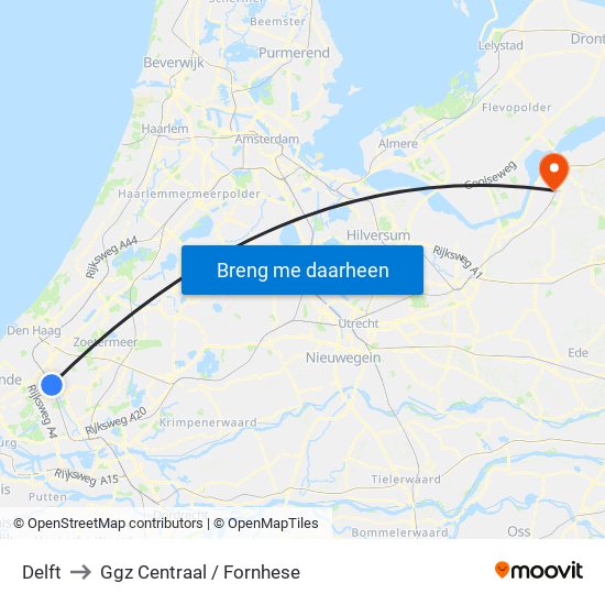 Delft to Ggz Centraal / Fornhese map