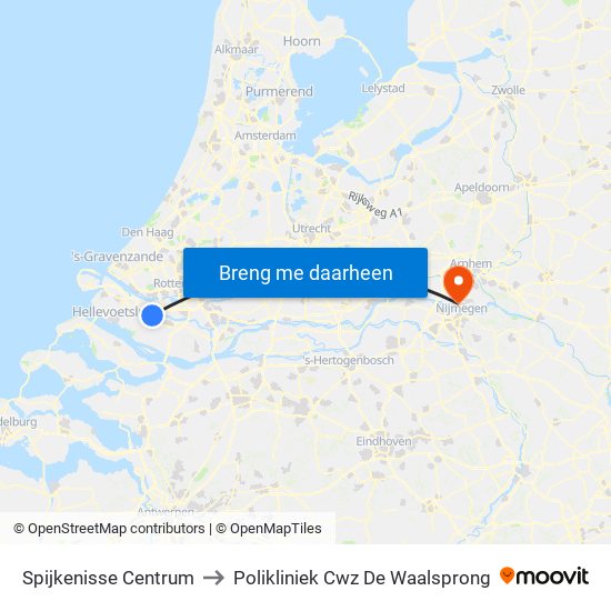 Spijkenisse Centrum to Polikliniek Cwz De Waalsprong map