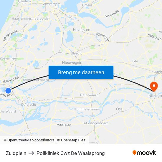 Zuidplein to Polikliniek Cwz De Waalsprong map
