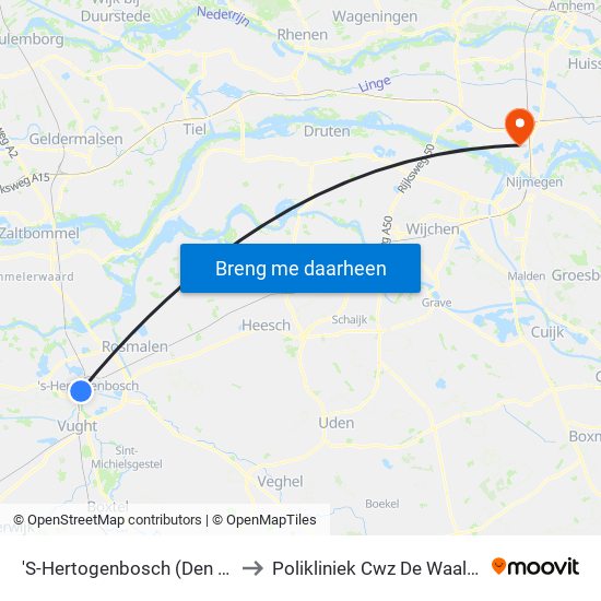 'S-Hertogenbosch (Den Bosch) to Polikliniek Cwz De Waalsprong map