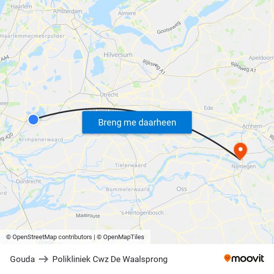 Gouda to Polikliniek Cwz De Waalsprong map
