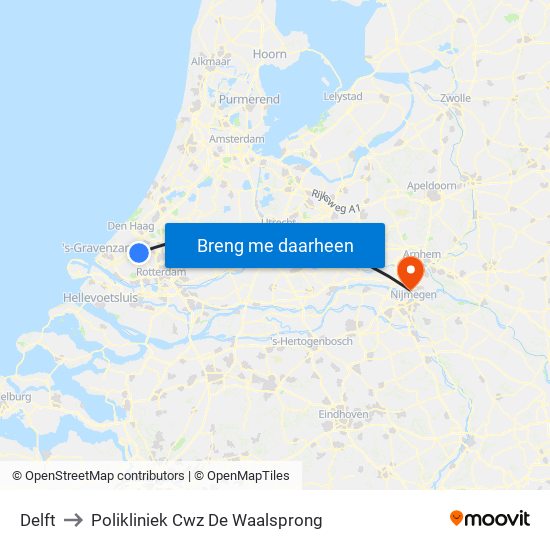 Delft to Polikliniek Cwz De Waalsprong map