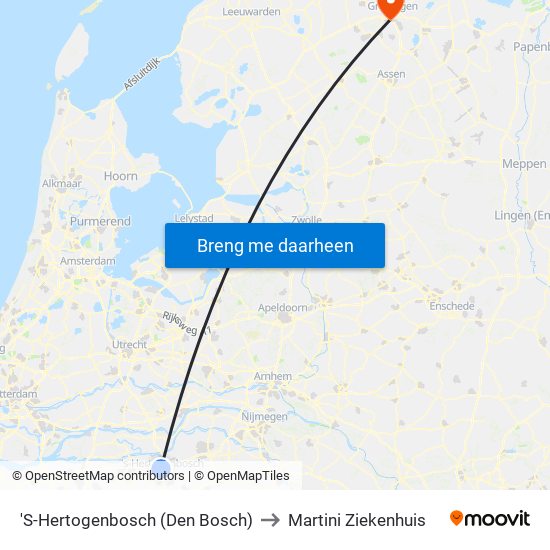 'S-Hertogenbosch (Den Bosch) to Martini Ziekenhuis map