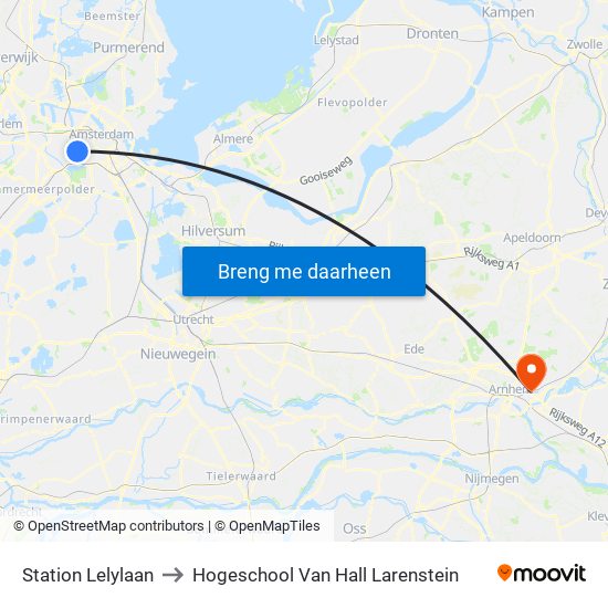 Station Lelylaan to Hogeschool Van Hall Larenstein map