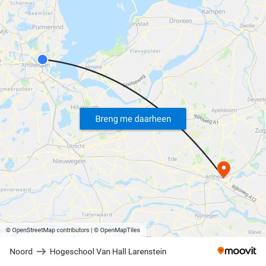 Noord to Hogeschool Van Hall Larenstein map