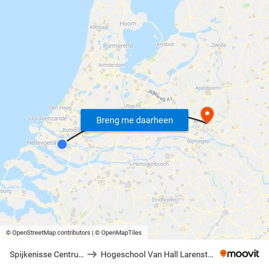 Spijkenisse Centrum to Hogeschool Van Hall Larenstein map