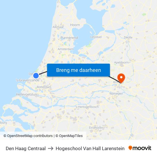 Den Haag Centraal to Hogeschool Van Hall Larenstein map