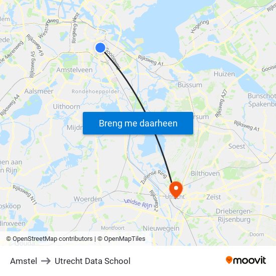 Amstel to Utrecht Data School map