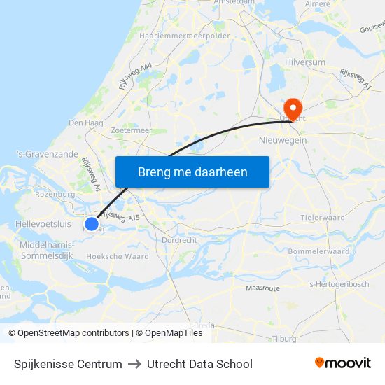 Spijkenisse Centrum to Utrecht Data School map