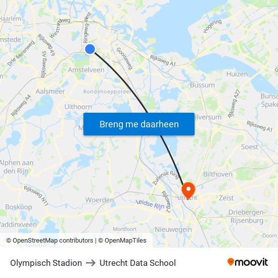 Olympisch Stadion to Utrecht Data School map