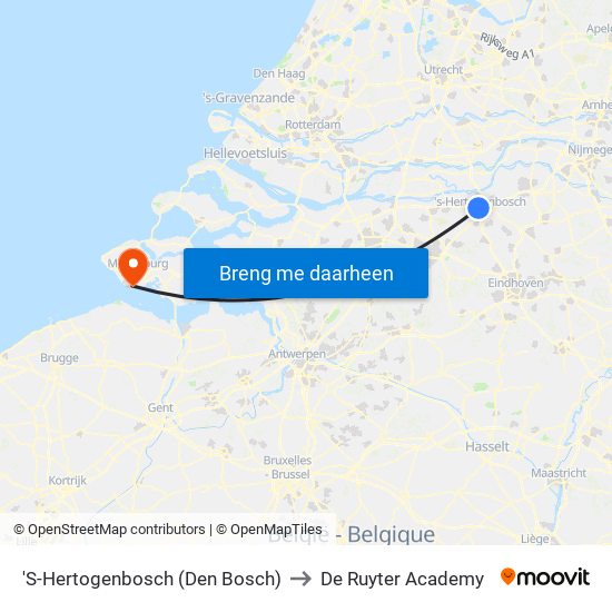 'S-Hertogenbosch (Den Bosch) to De Ruyter Academy map