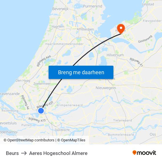Beurs to Aeres Hogeschool Almere map