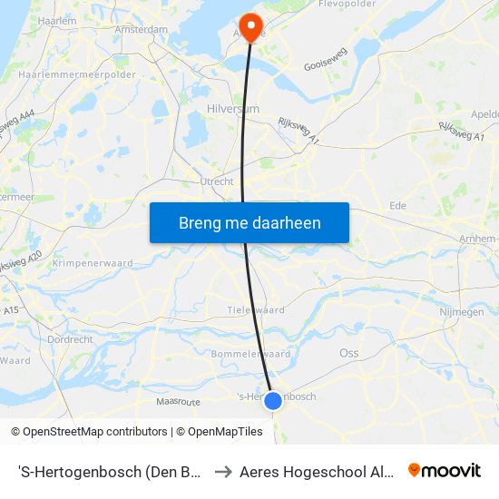 'S-Hertogenbosch (Den Bosch) to Aeres Hogeschool Almere map