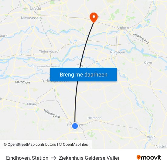 Eindhoven, Station to Ziekenhuis Gelderse Vallei map