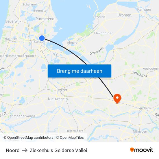 Noord to Ziekenhuis Gelderse Vallei map