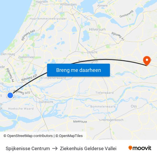 Spijkenisse Centrum to Ziekenhuis Gelderse Vallei map