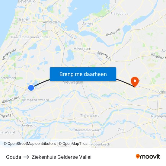 Gouda to Ziekenhuis Gelderse Vallei map