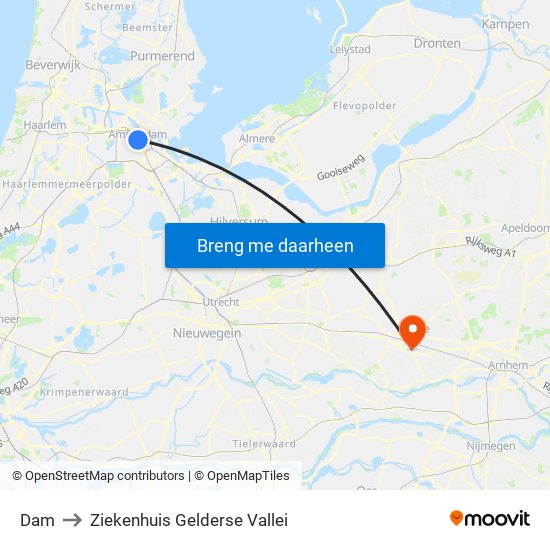 Dam to Ziekenhuis Gelderse Vallei map