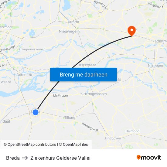 Breda to Ziekenhuis Gelderse Vallei map