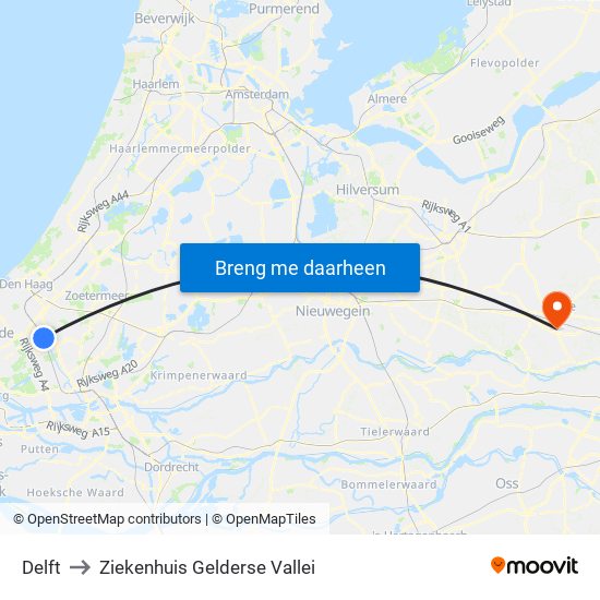 Delft to Ziekenhuis Gelderse Vallei map