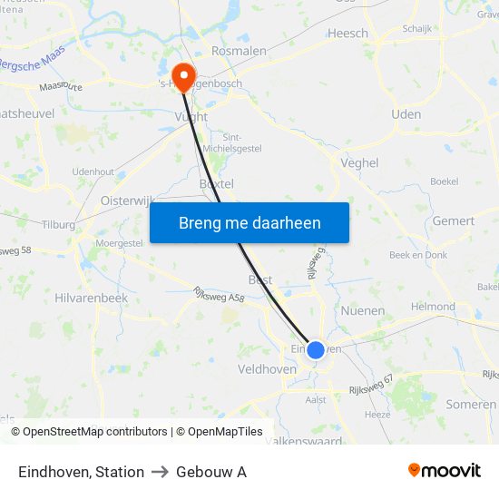 Eindhoven, Station to Gebouw A map