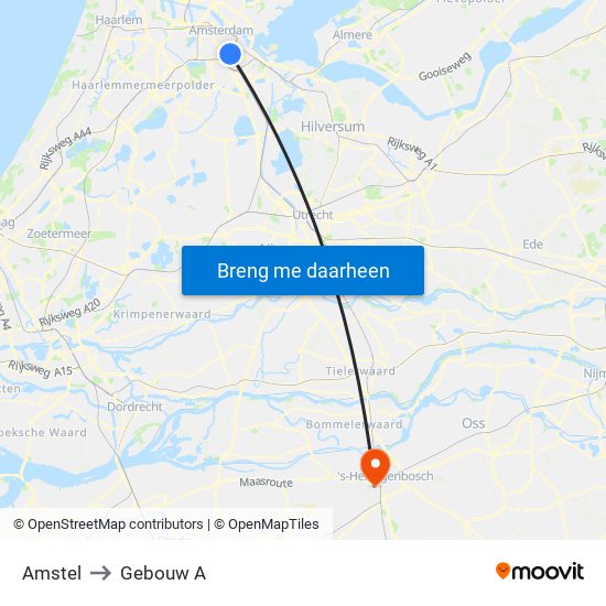 Amstel to Gebouw A map