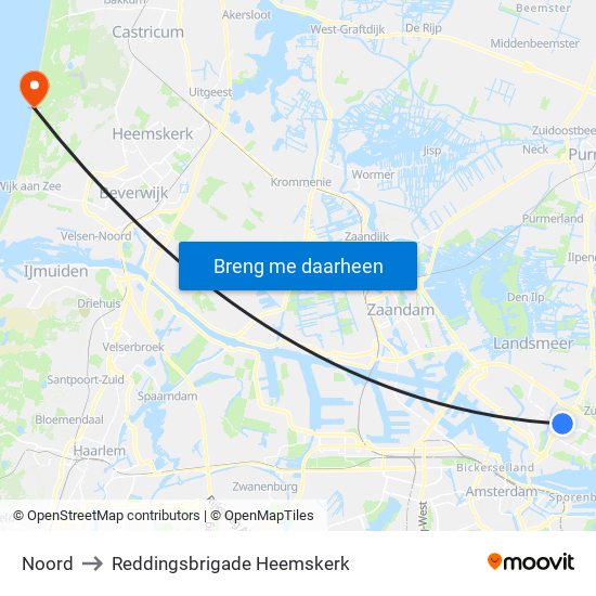 Noord to Reddingsbrigade Heemskerk map