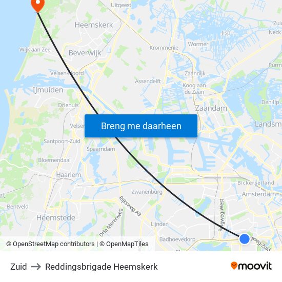 Zuid to Reddingsbrigade Heemskerk map