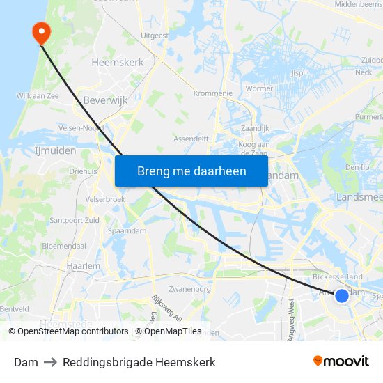 Dam to Reddingsbrigade Heemskerk map