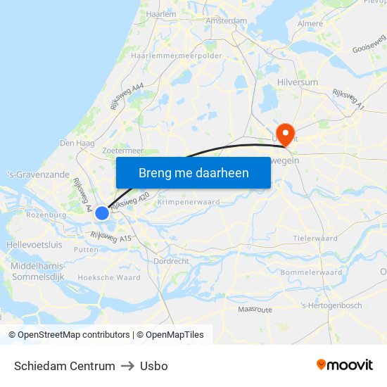 Schiedam Centrum to Usbo map