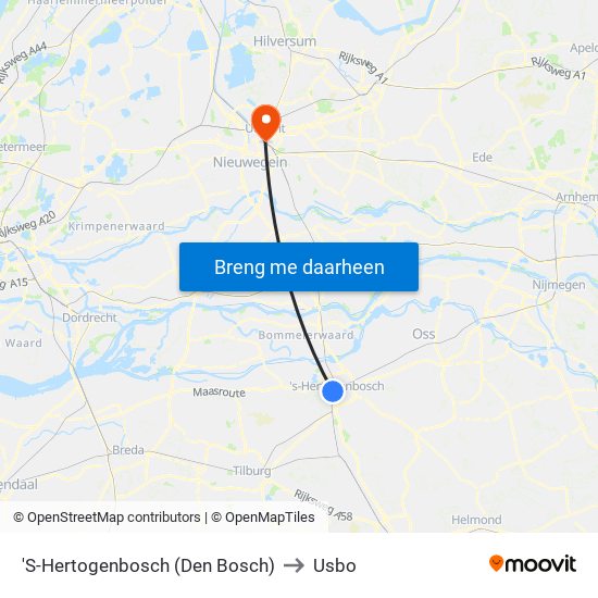 'S-Hertogenbosch (Den Bosch) to Usbo map