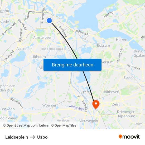 Leidseplein to Usbo map