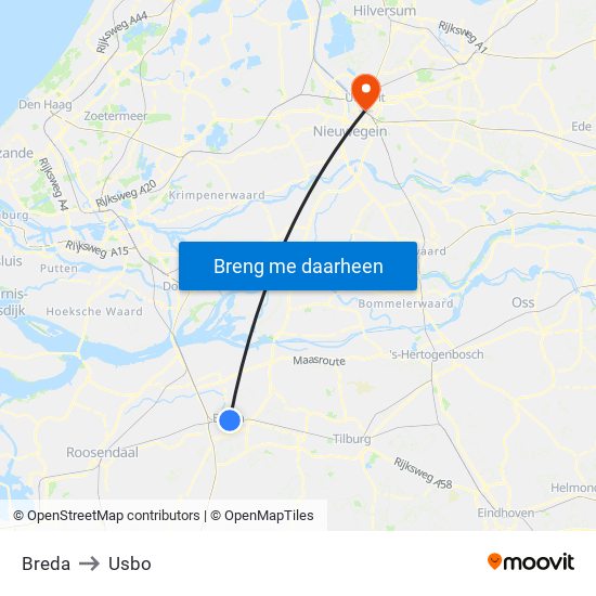 Breda to Usbo map