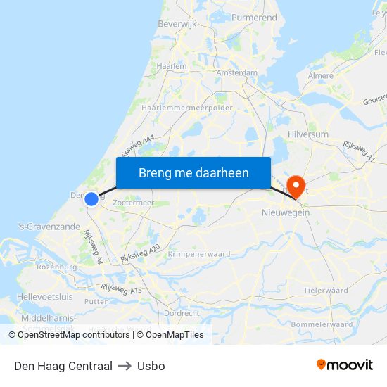 Den Haag Centraal to Usbo map