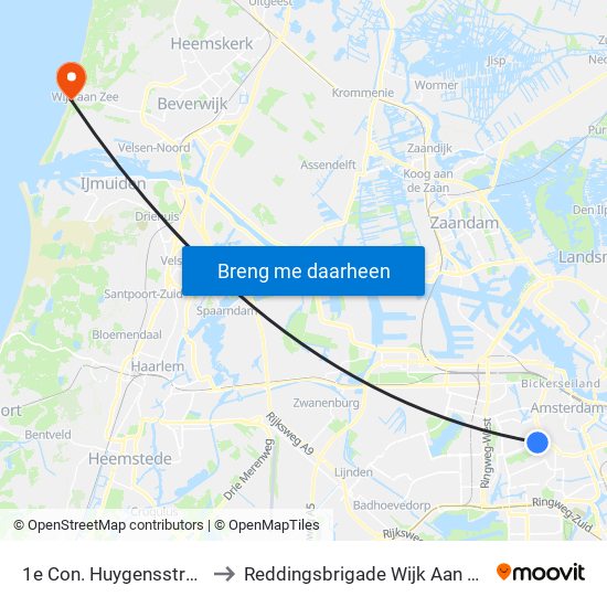 1e Con. Huygensstraat to Reddingsbrigade Wijk Aan Zee map